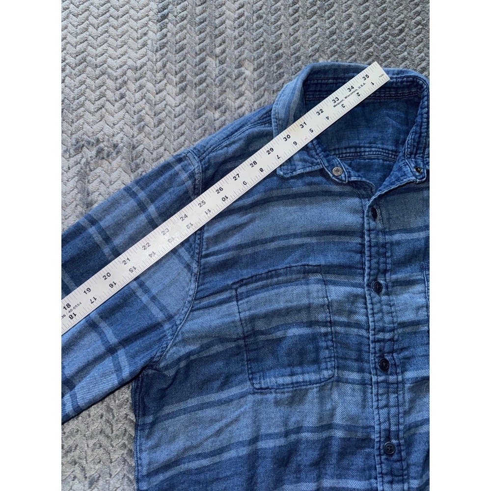 Faherty Mens Blue Knit Season Indigo Button Up Shirt Reversible Size Medium - Picture 10 of 11